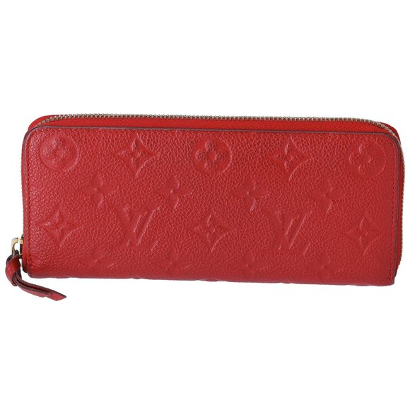 Louis Vuitton Clemence Zippy Wallet Empreinte Monogram Cerise Red Leather - Picture 1 of 9